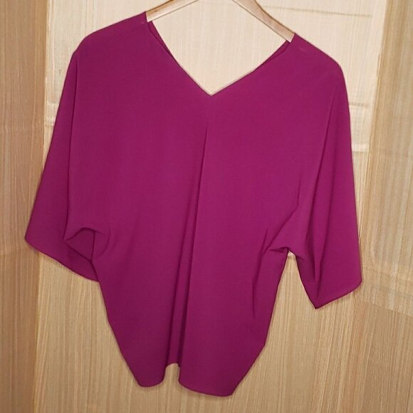 Ark & Co Womens Fuchsia Oversized Deep V Blouse Small - Picture 1 of 6